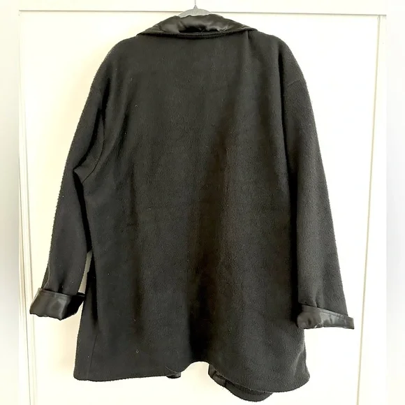 Black Teddy Jacket with Satin Accents - Picture 3 of 5